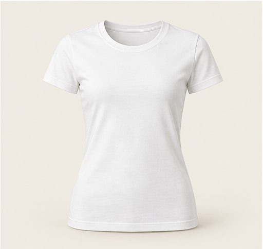 Camiseta feminina branca em fotografia de produto
